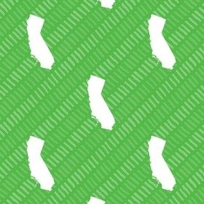 California State Shape Lime Green and White Stripes