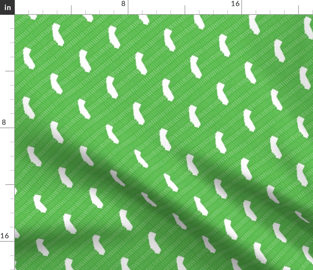 California State Shape Lime Green and White Stripes