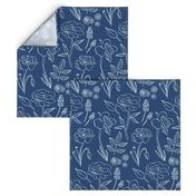 Navy Blue Garden Flowers