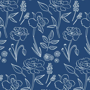 Navy Blue Garden Flowers