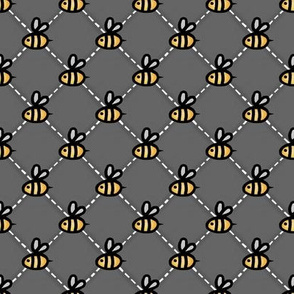 Save the Honey Bees  -Quilted Diamonds with Bees on Grey    
