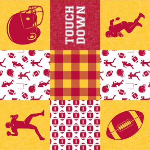 touch down - football wholecloth - cardinal and gold - college ball -  plaid  (90) C19BS