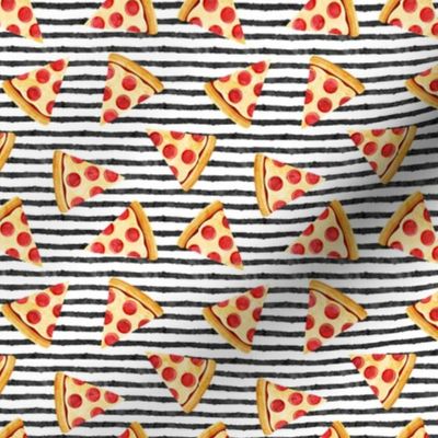 (small scale) pizza slice (black stripes) food fabric C19BS
