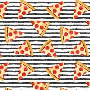 (small scale) pizza slice (black stripes) food fabric C19BS