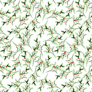 Watercolor Mistletoe Christmas Pattern