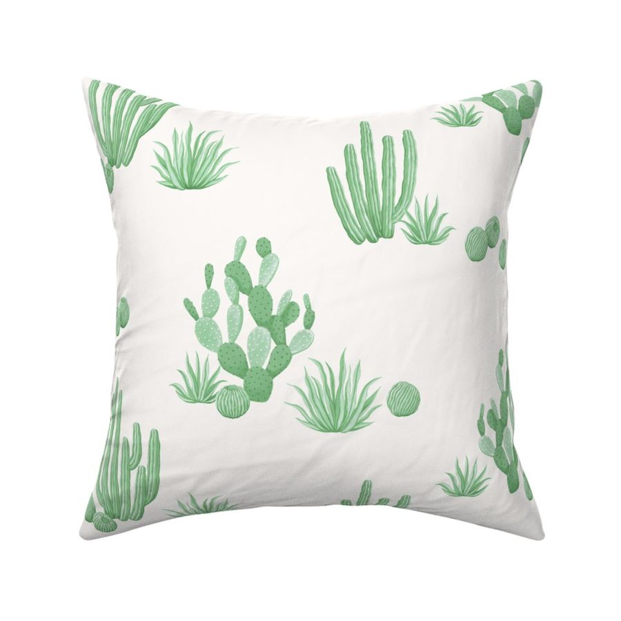 Modern Desert Cactus -  off white ivory