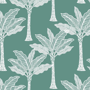 Palm Tree white on elephant green