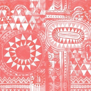 Tribal Bohemian Patchwork / Coral Pink