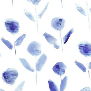 Vintage bloom • indigo retro watercolor florals