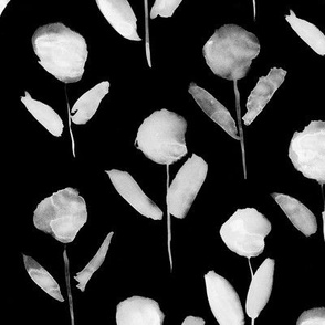 Noir vintage bloom • black and white florals • retro flowers in grey