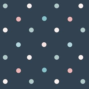 1171 Muted Pink _ Blue Dots Mix - navy