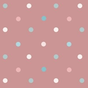 1172 Muted Pink _ Blue Dots Mix - old pink