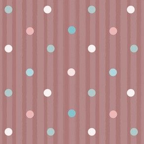 1175 Muted Pink _ Blue Dots Mix - vintage pink stripes