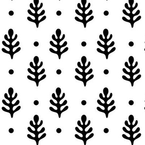 Pine Trees & Polka Dots Black on White