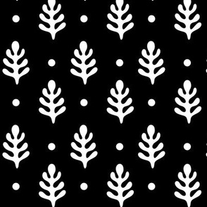 Pine Trees & Polka Dots White on Black