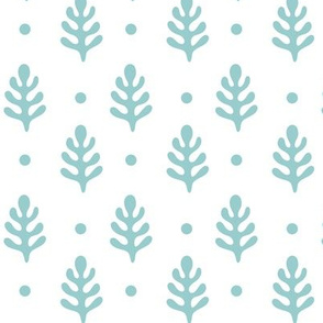 Pine Trees & Polka Dots Blue on White