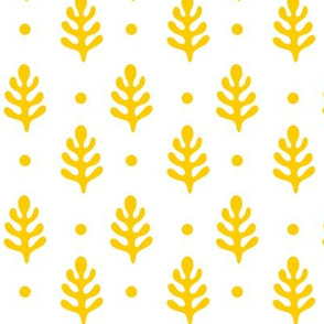 Pine Trees & Polka Dots Yellow on White