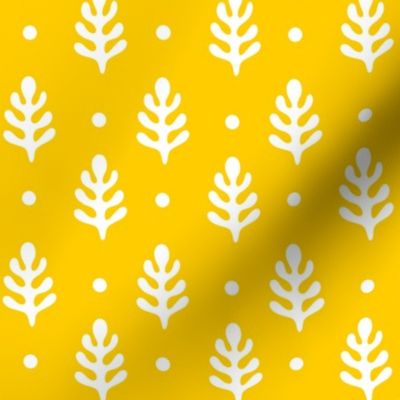 Pine Trees & Polka Dots White on Yellow