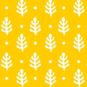 Pine Trees & Polka Dots White on Yellow