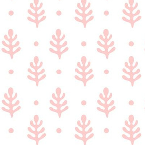 Pine Trees & Polka Dots Light Pink on White