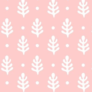 Pine Trees & Polka Dots White on Light Pink