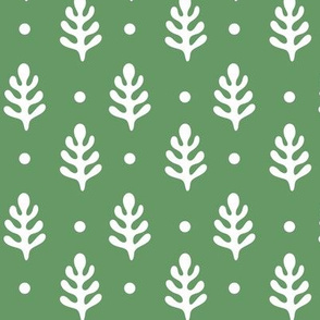 Pine Trees & Polka Dots White on Green