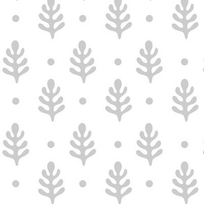 Pine Trees & Polka Dots Silver on White