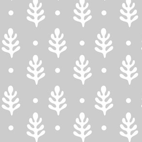 Pine Trees & Polka Dots White on Silver