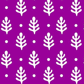 Pine Trees & Polka Dots White on Purple