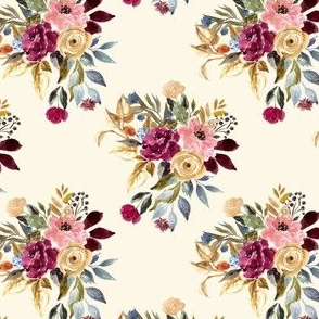 4" Winter Florals Cream Back