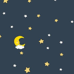 1191 Reindeer Babes Nursery - coordinate moon   stars - navy