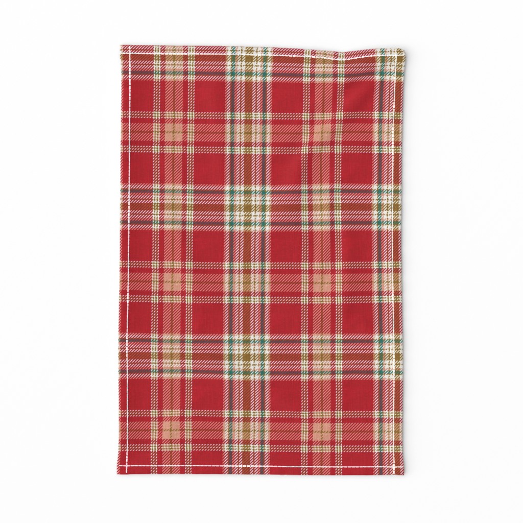 Red Holiday Plaid with a linen texture