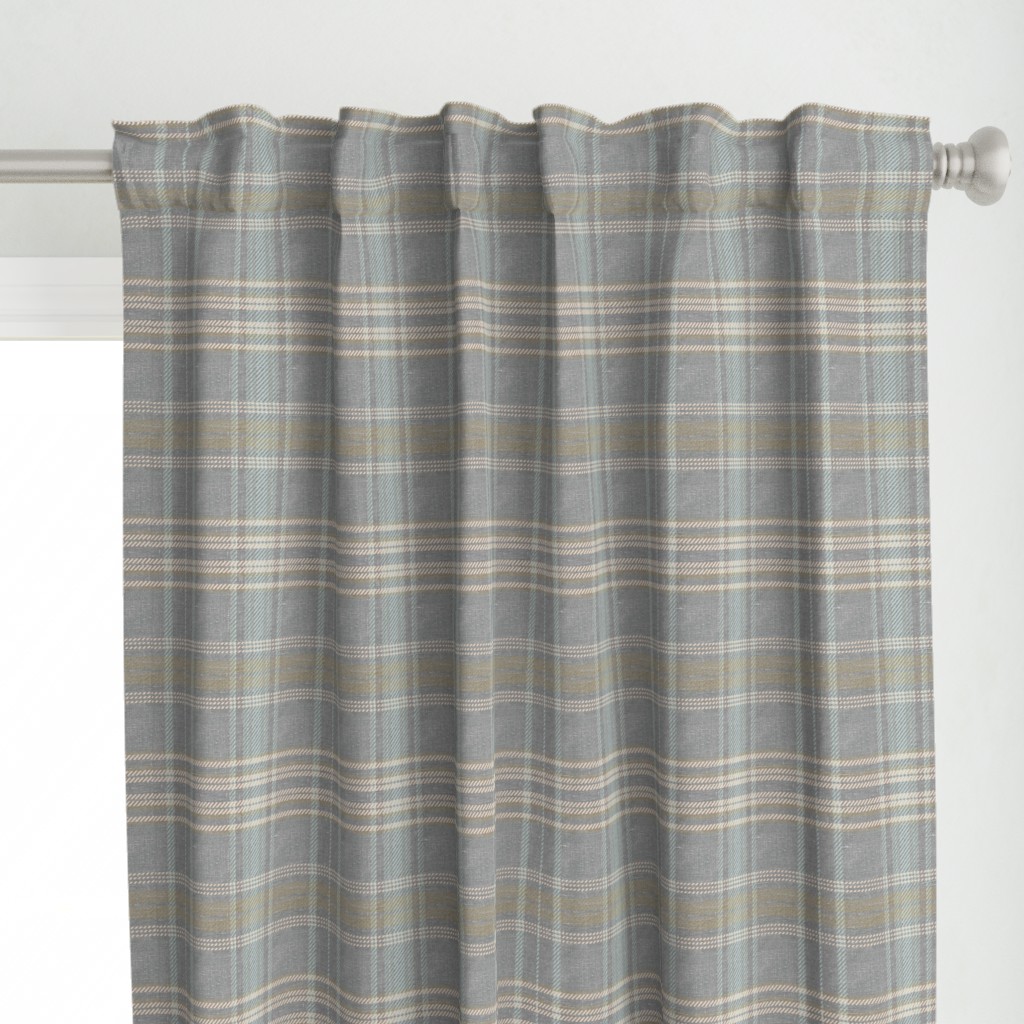 Plaid in Neutral gray with distressed linen texture