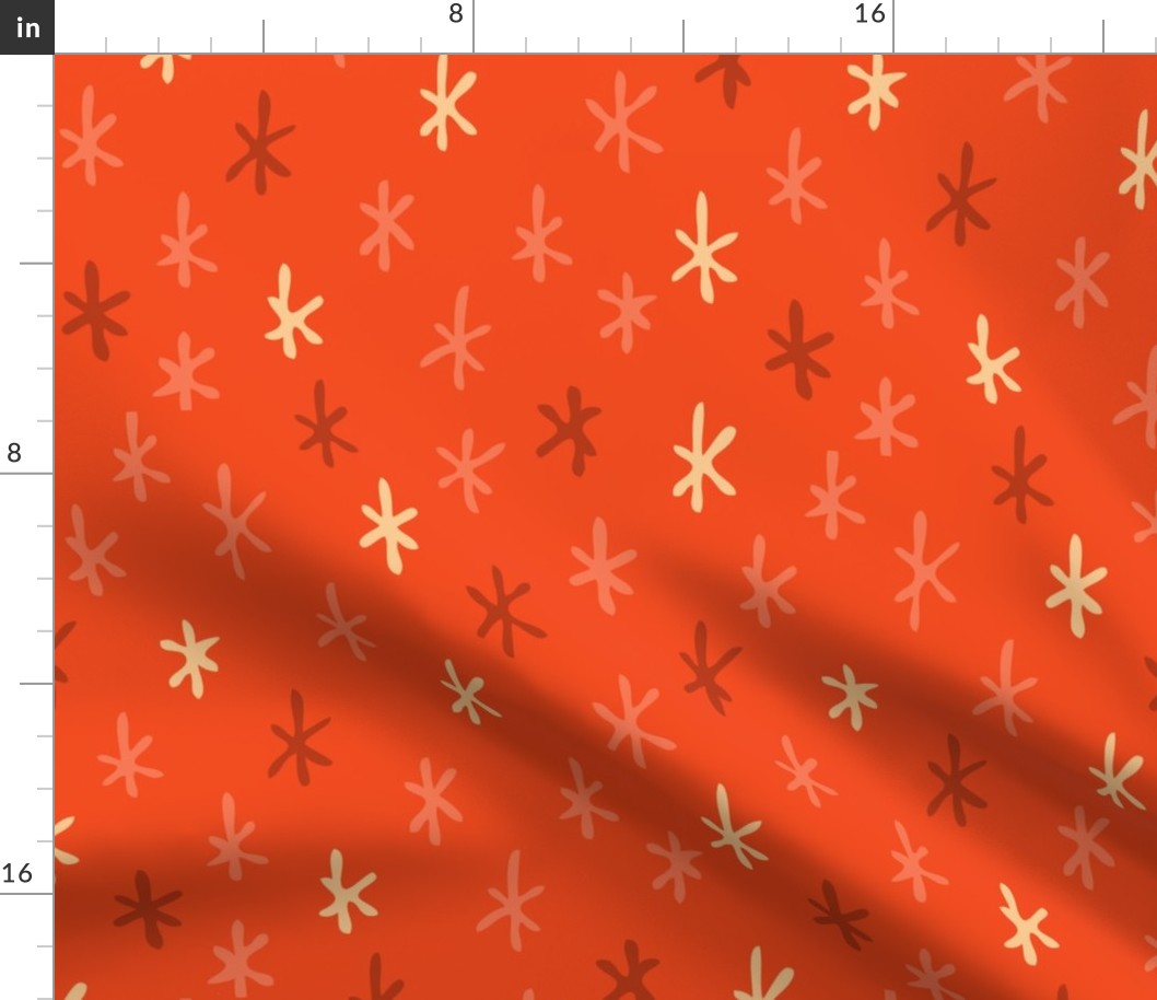 Dark Orange Asterisk Texture Fat Eighth // Bright + Playful Color with Hand Drawn Geometric Motifs in Tints + Shades // Modern Quilting Collection // Small Scale // ZirkusDesign