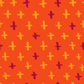 Orange and Gold Scandi Swiss Cross (+) Fat Eighth // Bright + Playful Color with Geometric Hand Drawn Motifs in Tints and Shades // Modern Quilting Collection // Small Scale // ZirkusDesign