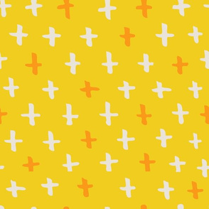 Gold, Cream, and Sunshine Scandi Swiss Cross (+) Fat Eighth // Bright + Playful Color with Geometric Hand Drawn Motifs in Tints and Shades // Modern Quilting Collection // Small Scale // ZirkusDesign