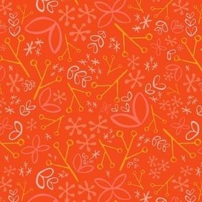 Orange Ditsy Floral Fat Eighth // Bright + Playful Color with Floral and Botanical Motifs // Quilting Collection // Small Scale // ZirkusDesign