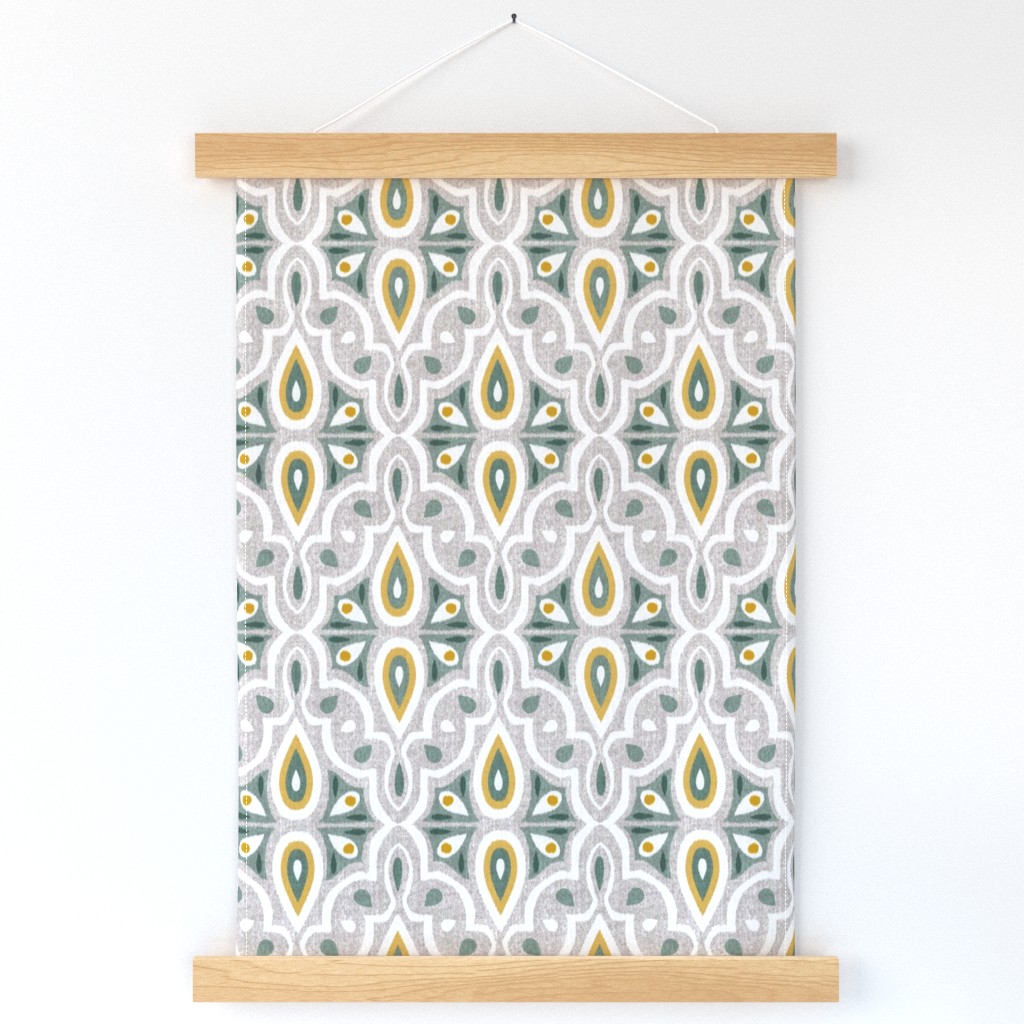 Broderie - Ikat Geometric Flax Large Scale