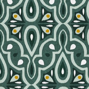 Broderie - Ikat Geometric Antique Green Large Scale