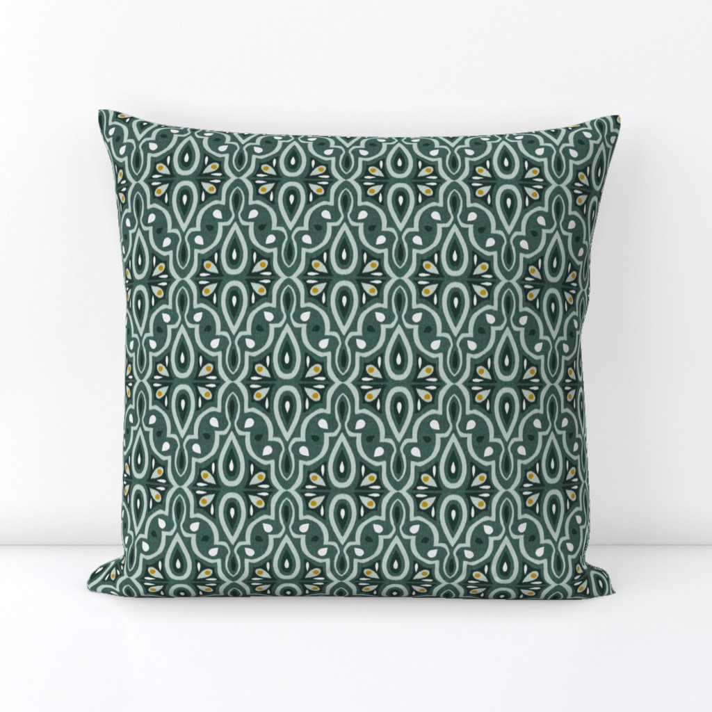 Broderie - Ikat Geometric Antique Green Regular Scale