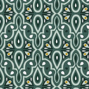 Broderie - Ikat Geometric Antique Green Regular Scale