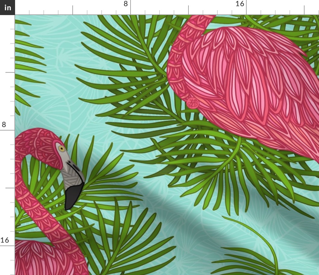 TROPICAL FLAMINGO _ LEAVE PATTERN 32