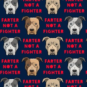 farter not a fighter - pit bulls - pitties - navy and red - LAD19