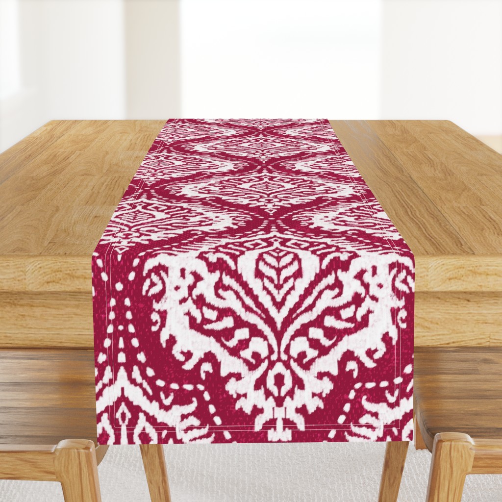 White Damask on Cranberry - large scale