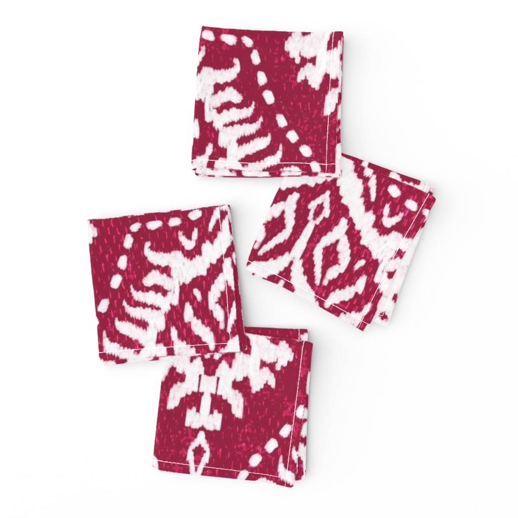 White Damask on Cranberry - large scale