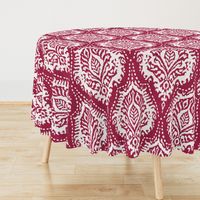 White Damask on Cranberry - large scale