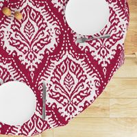 White Damask on Cranberry - large scale