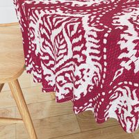 White Damask on Cranberry - large scale