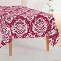 White Damask on Cranberry - large scale