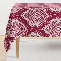 White Damask on Cranberry - large scale